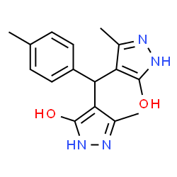 ChemSpider 2D Image | 4,4'-[(4-Methylphenyl)methylene]bis(3-methyl-1H-pyrazol-5-ol) | C16H18N4O2