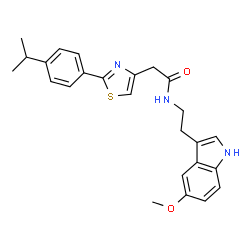 ChemSpider 2D Image | 2-[2-(4-Isopropylphenyl)-1,3-thiazol-4-yl]-N-[2-(5-methoxy-1H-indol-3-yl)ethyl]acetamide | C25H27N3O2S