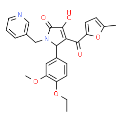 ChemSpider 2D Image | 5-(4-Ethoxy-3-methoxyphenyl)-3-hydroxy-4-(5-methyl-2-furoyl)-1-(3-pyridinylmethyl)-1,5-dihydro-2H-pyrrol-2-one | C25H24N2O6