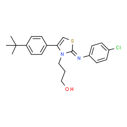 ChemSpider 2D Image | 3-[(2Z)-2-[(4-Chlorophenyl)imino]-4-[4-(2-methyl-2-propanyl)phenyl]-1,3-thiazol-3(2H)-yl]-1-propanol | C22H25ClN2OS
