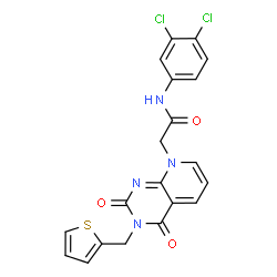 ChemSpider 2D Image | N-(3,4-Dichlorophenyl)-2-[2,4-dioxo-3-(2-thienylmethyl)-3,4-dihydropyrido[2,3-d]pyrimidin-8(2H)-yl]acetamide | C20H14Cl2N4O3S