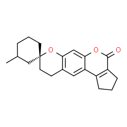 ChemSpider 2D Image | (1R)-3-Methyl-2',3',9',10'-tetrahydrospiro[cyclohexane-1,8'-cyclopenta[c]pyrano[3,2-g]chromen]-4'(1'H)-one | C21H24O3