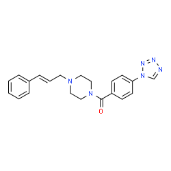 ChemSpider 2D Image | {4-[(2E)-3-Phenyl-2-propen-1-yl]-1-piperazinyl}[4-(1H-tetrazol-1-yl)phenyl]methanone | C21H22N6O