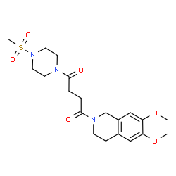 ChemSpider 2D Image | 1-(6,7-Dimethoxy-3,4-dihydro-2(1H)-isoquinolinyl)-4-[4-(methylsulfonyl)-1-piperazinyl]-1,4-butanedione | C20H29N3O6S