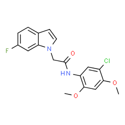 ChemSpider 2D Image | N-(5-Chloro-2,4-dimethoxyphenyl)-2-(6-fluoro-1H-indol-1-yl)acetamide | C18H16ClFN2O3