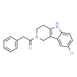 ChemSpider 2D Image | 1-(8-Chloro-1,3,4,5-tetrahydro-2H-pyrido[4,3-b]indol-2-yl)-2-phenylethanone | C19H17ClN2O