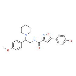 ChemSpider 2D Image | 5-(4-Bromophenyl)-N-[2-(4-methoxyphenyl)-2-(1-piperidinyl)ethyl]-1,2-oxazole-3-carboxamide | C24H26BrN3O3