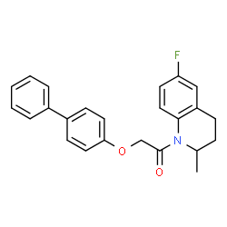 ChemSpider 2D Image | 2-(4-Biphenylyloxy)-1-(6-fluoro-2-methyl-3,4-dihydro-1(2H)-quinolinyl)ethanone | C24H22FNO2