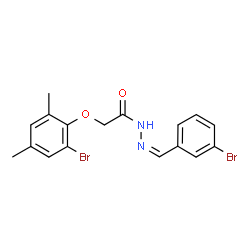 ChemSpider 2D Image | 2-(2-Bromo-4,6-dimethylphenoxy)-N'-[(Z)-(3-bromophenyl)methylene]acetohydrazide | C17H16Br2N2O2