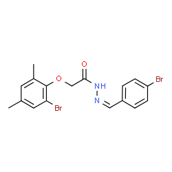 ChemSpider 2D Image | 2-(2-Bromo-4,6-dimethylphenoxy)-N'-[(Z)-(4-bromophenyl)methylene]acetohydrazide | C17H16Br2N2O2