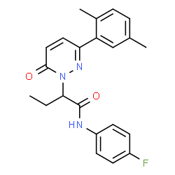 ChemSpider 2D Image | 2-[3-(2,5-Dimethylphenyl)-6-oxo-1(6H)-pyridazinyl]-N-(4-fluorophenyl)butanamide | C22H22FN3O2