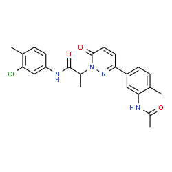 ChemSpider 2D Image | 2-[3-(3-Acetamido-4-methylphenyl)-6-oxo-1(6H)-pyridazinyl]-N-(3-chloro-4-methylphenyl)propanamide | C23H23ClN4O3