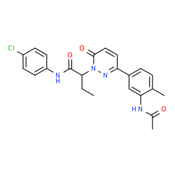 ChemSpider 2D Image | 2-[3-(3-Acetamido-4-methylphenyl)-6-oxo-1(6H)-pyridazinyl]-N-(4-chlorophenyl)butanamide | C23H23ClN4O3