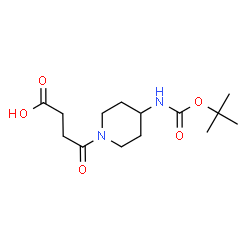 ChemSpider 2D Image | 4-[4-({[(2-Methyl-2-propanyl)oxy]carbonyl}amino)-1-piperidinyl]-4-oxobutanoic acid | C14H24N2O5