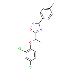 ChemSpider 2D Image | 5-[1-(2,4-Dichlorophenoxy)ethyl]-3-(4-methylphenyl)-1,2,4-oxadiazole | C17H14Cl2N2O2
