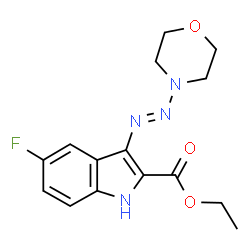 ChemSpider 2D Image | Ethyl 5-fluoro-3-[(E)-4-morpholinyldiazenyl]-1H-indole-2-carboxylate | C15H17FN4O3