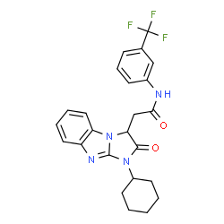 ChemSpider 2D Image | 2-(1-Cyclohexyl-2-oxo-2,3-dihydro-1H-imidazo[1,2-a]benzimidazol-3-yl)-N-[3-(trifluoromethyl)phenyl]acetamide | C24H23F3N4O2