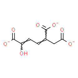 ChemSpider 2D Image | (2Z,4Z)-5-Hydroxy-2,4-pentadiene-1,2,5-tricarboxylate | C8H5O7