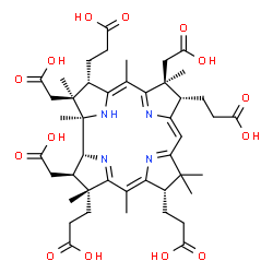 ChemSpider 2D Image | 3-[(1R,2S,3S,4Z,7S,8S,9Z,13S,14Z,17R,18R,19R)-3,13,17-tris(2-carboxyethyl)-2,7,18-tris(carboxymethyl)-1,2,5,7,12,12,15,17-octamethyl-3,8,13,18,19,21-hexahydrocorrin-8-yl]propanoic acid | C45H60N4O14