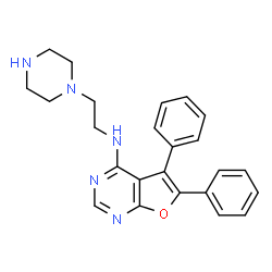 ChemSpider 2D Image | 5,6-diphenyl-N-(2-piperazin-1-ylethyl)furo[2,3-d]pyrimidin-4-amine | C24H25N5O
