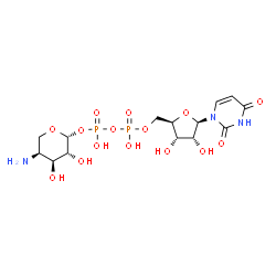 ChemSpider 2D Image | UDP-4-amino-4-deoxy-beta-L-arabinopyranose | C14H23N3O15P2