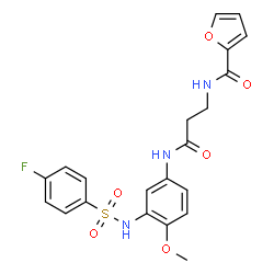 ChemSpider 2D Image | N-{3-[(3-{[(4-Fluorophenyl)sulfonyl]amino}-4-methoxyphenyl)amino]-3-oxopropyl}-2-furamide | C21H20FN3O6S