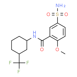 ChemSpider 2D Image | 2-Methoxy-5-sulfamoyl-N-[3-(trifluoromethyl)cyclohexyl]benzamide | C15H19F3N2O4S