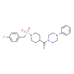 ChemSpider 2D Image | {1-[(4-Fluorobenzyl)sulfonyl]-4-piperidinyl}(4-phenyl-1-piperazinyl)methanone | C23H28FN3O3S