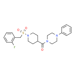 ChemSpider 2D Image | {1-[(2-Fluorobenzyl)sulfonyl]-4-piperidinyl}(4-phenyl-1-piperazinyl)methanone | C23H28FN3O3S