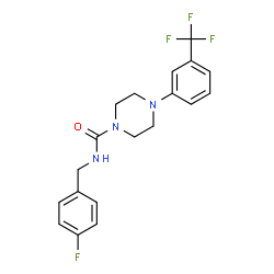 ChemSpider 2D Image | N-(4-Fluorobenzyl)-4-[3-(trifluoromethyl)phenyl]-1-piperazinecarboxamide | C19H19F4N3O