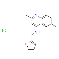 ChemSpider 2D Image | N-(2-Furylmethyl)-2,6,8-trimethyl-4-quinolinamine hydrochloride (1:1) | C17H19ClN2O