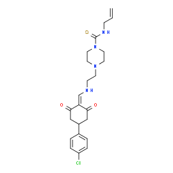 ChemSpider 2D Image | N-Allyl-4-[2-({[4-(4-chlorophenyl)-2,6-dioxocyclohexylidene]methyl}amino)ethyl]-1-piperazinecarbothioamide | C23H29ClN4O2S