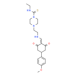 ChemSpider 2D Image | N-Ethyl-4-[2-({[4-(4-methoxyphenyl)-2,6-dioxocyclohexylidene]methyl}amino)ethyl]-1-piperazinecarbothioamide | C23H32N4O3S