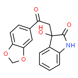 ChemSpider 2D Image | 3-[2-(1,3-Benzodioxol-5-yl)-2-oxoethyl]-3-hydroxy-1,3-dihydro-2H-indol-2-one | C17H13NO5