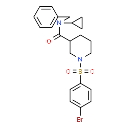 ChemSpider 2D Image | N-Benzyl-1-[(4-bromophenyl)sulfonyl]-N-cyclopropyl-3-piperidinecarboxamide | C22H25BrN2O3S