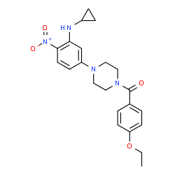 ChemSpider 2D Image | {4-[3-(Cyclopropylamino)-4-nitrophenyl]-1-piperazinyl}(4-ethoxyphenyl)methanone | C22H26N4O4