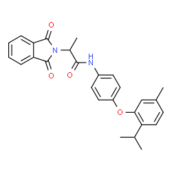 ChemSpider 2D Image | 2-(1,3-dioxoisoindol-2-yl)-N-[4-(2-isopropyl-5-methylphenoxy)phenyl]propanamide | C27H26N2O4