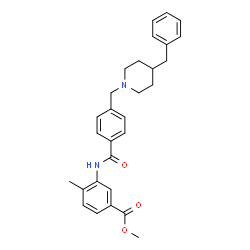ChemSpider 2D Image | Methyl 3-({4-[(4-benzyl-1-piperidinyl)methyl]benzoyl}amino)-4-methylbenzoate | C29H32N2O3