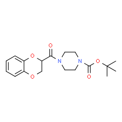 ChemSpider 2D Image | tert-Butyl 4-(2,3-dihydro-1,4-benzodioxine-2-carbonyl)piperazine-1-carboxylate | C18H24N2O5