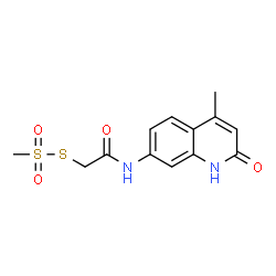 ChemSpider 2D Image | S-[2-[(1,2-Dihydro-4-methyl-2-oxo-7-quinolinyl)amino]-2-oxoethyl] methanesulfonothioate | C13H14N2O4S2