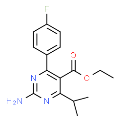 ChemSpider 2D Image | Ethyl 2-amino-4-(4-fluorophenyl)-6-isopropyl-5-pyrimidinecarboxylate | C16H18FN3O2