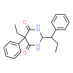 ChemSpider 2D Image | 5-Ethyl-5-phenyl-2-(1-phenylpropyl)dihydro-4,6(1H,5H)-pyrimidinedione | C21H24N2O2