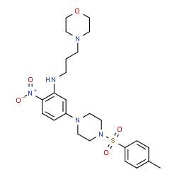 ChemSpider 2D Image | 5-{4-[(4-Methylphenyl)sulfonyl]-1-piperazinyl}-N-[3-(4-morpholinyl)propyl]-2-nitroaniline | C24H33N5O5S