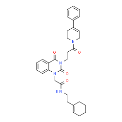 ChemSpider 2D Image | N-[2-(1-Cyclohexen-1-yl)ethyl]-2-{2,4-dioxo-3-[3-oxo-3-(4-phenyl-3,6-dihydro-1(2H)-pyridinyl)propyl]-3,4-dihydro-1(2H)-quinazolinyl}acetamide | C32H36N4O4