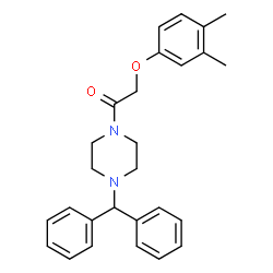 ChemSpider 2D Image | 2-(3,4-Dimethylphenoxy)-1-[4-(diphenylmethyl)-1-piperazinyl]ethanone | C27H30N2O2