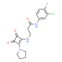 ChemSpider 2D Image | N-(3-Chloro-4-fluorophenyl)-N~3~-[3,4-dioxo-2-(1-pyrrolidinyl)-1-cyclobuten-1-yl]-beta-alaninamide | C17H17ClFN3O3