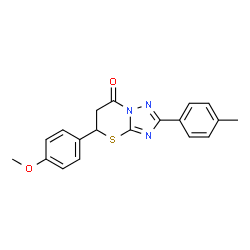 ChemSpider 2D Image | 5-(4-Methoxyphenyl)-2-(4-methylphenyl)-5,6-dihydro-7H-[1,2,4]triazolo[5,1-b][1,3]thiazin-7-one | C19H17N3O2S