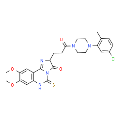 ChemSpider 2D Image | 2-{3-[4-(5-Chloro-2-methylphenyl)-1-piperazinyl]-3-oxopropyl}-8,9-dimethoxy-5-thioxo-5,6-dihydroimidazo[1,2-c]quinazolin-3(2H)-one | C26H28ClN5O4S