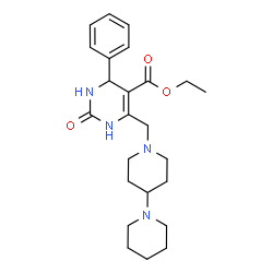 ChemSpider 2D Image | Ethyl 6-(1,4'-bipiperidin-1'-ylmethyl)-2-oxo-4-phenyl-1,2,3,4-tetrahydro-5-pyrimidinecarboxylate | C24H34N4O3