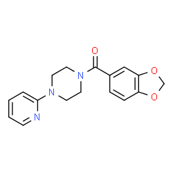 ChemSpider 2D Image | 1,3-Benzodioxol-5-yl[4-(2-pyridinyl)-1-piperazinyl]methanone | C17H17N3O3
